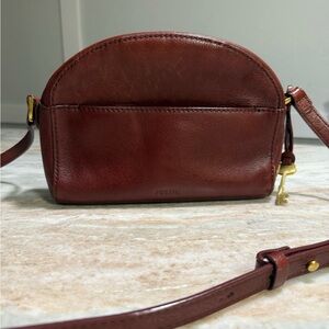 Fossil Rich Brown Leather Crossbody Bag